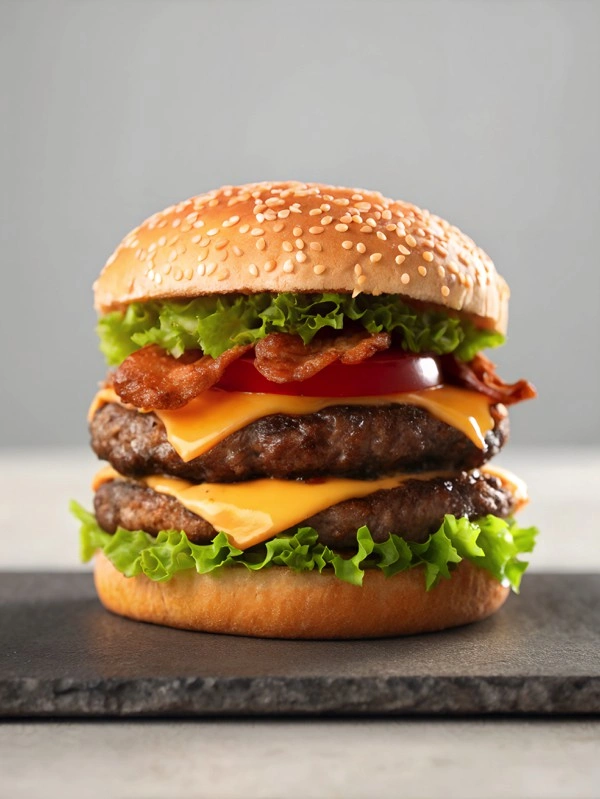 Hamburguesa Americana con bacon y queso cheddar